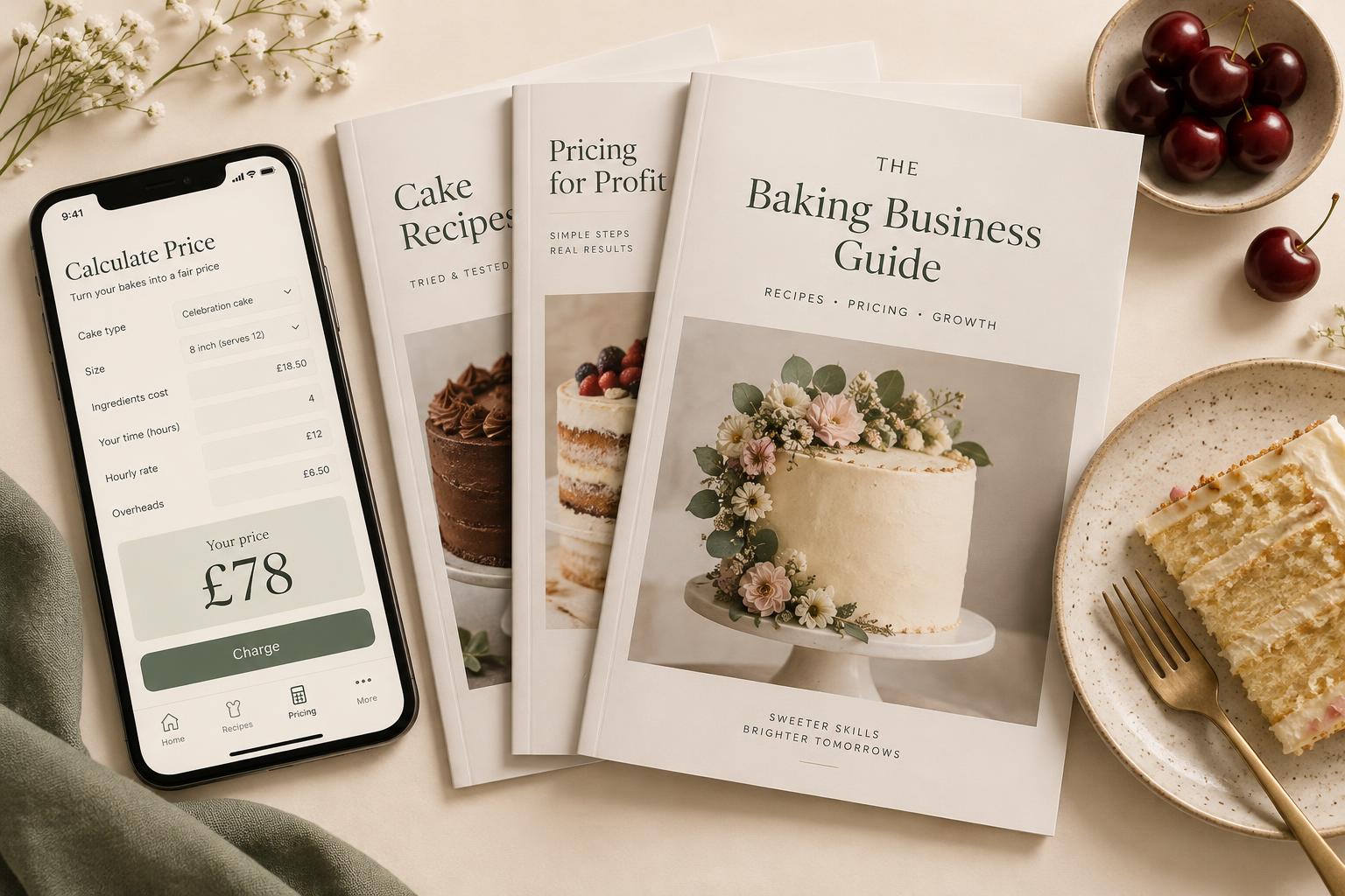 Priced to Bake on a phone next to the printed guides
